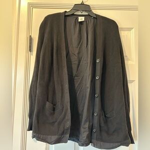 CAbi Elegant Black Sweater with nylon mix back